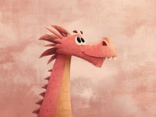 Delightful depiction of a friendly, animated dragon.