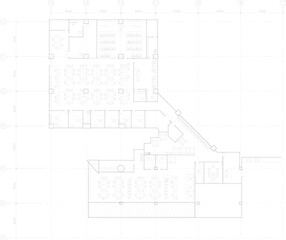 Drawing 2d layout layout, working zone with manager's room zone and original vector meeting room.