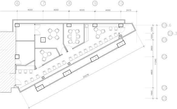Drawings are decorated within the dining area. Return to the original vector meeting room.