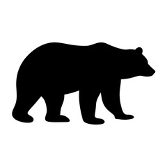 Silhouette of a strong grizzly bear walking calmly across the frame