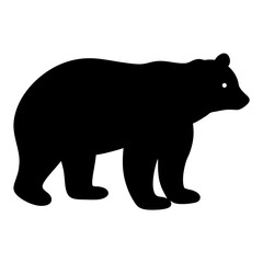 Silhouette of a majestic bear walking across a white background