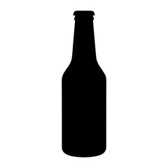 A sleek black silhouette of a bottle on a stark white background