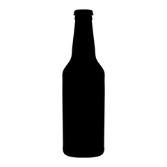Silhouette of a beer bottle on a white background with cap