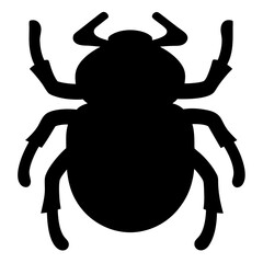 Silhouette of a beetle with six legs and antennae, on white background