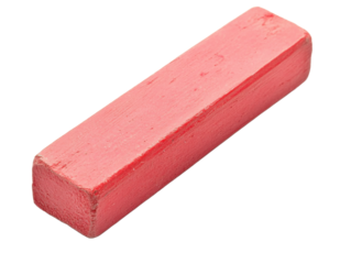 Pink rectangular eraser on light blue background isolated