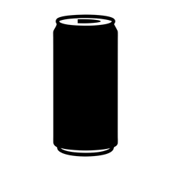 Simple black and white vector drawing of a beverage can on white
