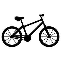 Simple Silhouette of a Bicycle with Wheels, Frame and Seat Isolated