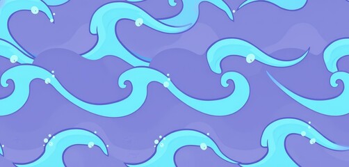 Seamless vector pattern of cute, abstract blue waves Infantile style, isolated on white Perfect for marine-themed designs, illustration, simple