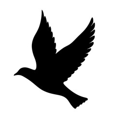 Silhouette of a Flying Bird Symbolizing Peace and Freedom on White Backdrop