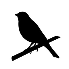 Silhouette of a perched bird on a branch, elegant and minimalist design