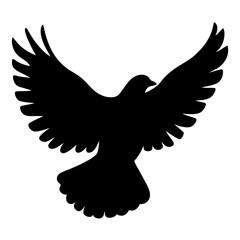 Black Silhouette of a Flying Bird, Symbol of Peace and Freedom