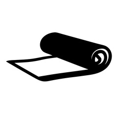 Black and white vector drawing of a rolled up yoga mat or blanket