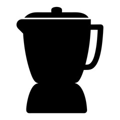 Simple black silhouette of a kitchen blender with lid and handle
