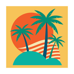 Summer Beach Background Vector  Sand and Ocean Water Scene on White