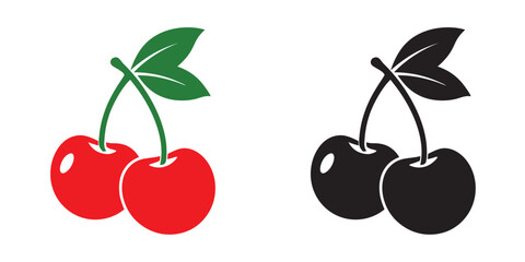 cherry logo vector icon, Cherry fruit vector illustration on white background