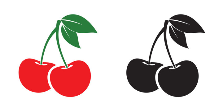 cherry logo vector icon, Cherry fruit vector illustration on white background