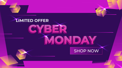 Modern cyber monday concept with neon design