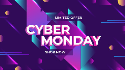 Modern cyber monday concept with neon design