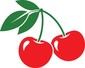 cherry logo vector icon, Cherry fruit vector illustration on white background