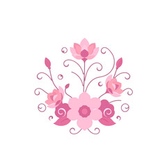 Pink floral design vector illustration for spring flower graphic element decoration and background art