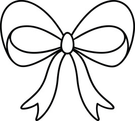 Decorative ribbon bow elegantly drawn in continuous line art style perfect for festive packaging gift tags invitations or graceful design elements
