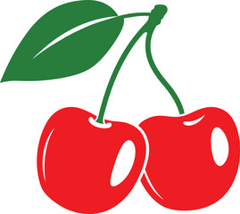 cherry logo vector icon, Cherry fruit vector illustration on white background