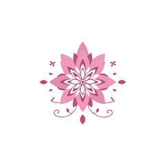 Pink floral mandala design vector illustration for yoga meditation spa and wellness logo graphic element