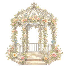 Floral Gazebo Watercolor Illustration