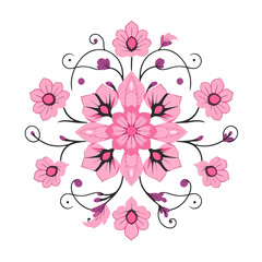 Pink floral mandala vector design element for decoration and pattern background in modern style art work