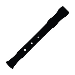 Black Silhouette of a Recorder Musical Instrument on White Background