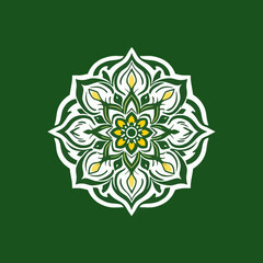 Green background with floral mandala design element for spiritual art and meditation practice use case