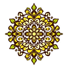 Download vector graphic of floral mandala design element in yellow and green color for free use now