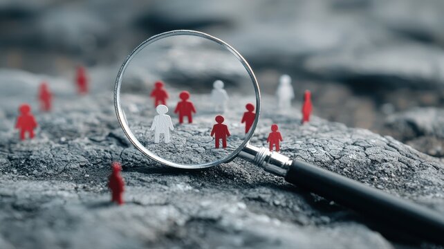 Magnifying Glass Focusing on Unique Individuals magnifying glass focus unique individuals figures