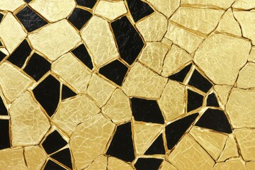 Gold and black mosaic tile texture
