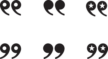 Set of 6 outline icons related to single and double quotation mark or symbol. Linear icon collection. Editable stroke line art. Vector illustration.