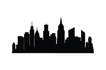 Naklejka premium A City metropolis skyline on silhouette a white background