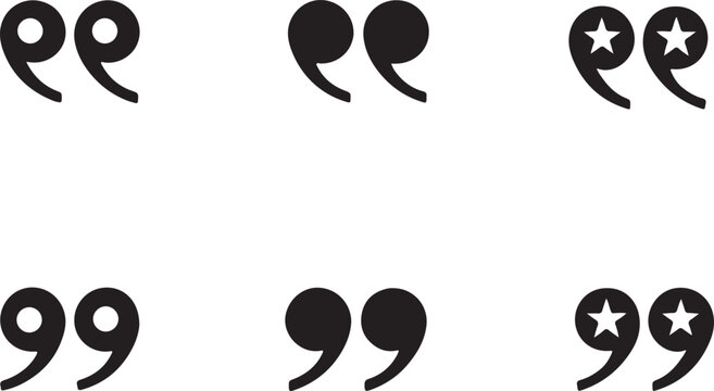 Set of 6 outline icons related to single and double quotation mark or symbol. Linear icon collection. Editable stroke line art. Vector illustration.