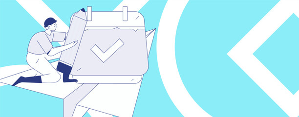 Check-in character flat vector concept operation hand-drawn illustration
