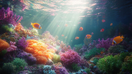 Fototapeta premium vibrant underwater scene showcasing rich marine life of australias coral reefs.