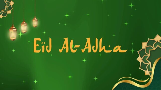 Peaceful Eid Al Adha Animated Loop Featuring Crescent Moons, Lanterns, and Islamic Geometric Art &ndash; Perfect for Festive Content and Spiritual Celebrations