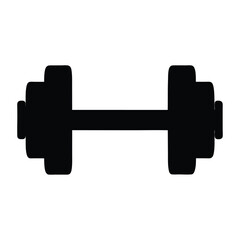 Black dumbbell silhouette image for exercise and strength training equipment representation