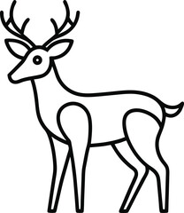 Minimalist deer in continuous line cartoon art representing forest wildlife elegance suitable for nature themed decor animal illustrations and modern artistic designs