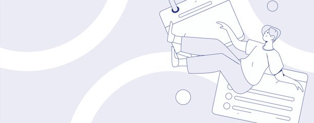 Check-in character flat vector concept operation hand-drawn illustration
