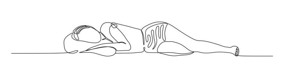 continuous single line art with the concept of woman is sleeping