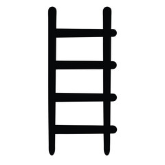 Black minimalist ladder with four rungs against a white background design