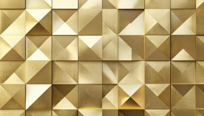 Golden, geometric, textured, square, triangular, pattern, wall, design.