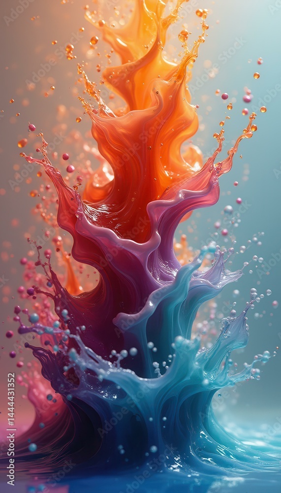 Leinwandbilder Vibrant liquid splash art with fluid motion and dynamic color gradients for abstract backgrounds