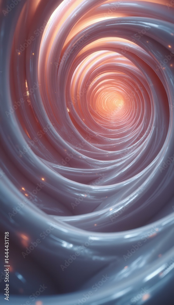 Poster Captivating Spiral of Luminescent Ribbons: A Journey into Abstract Light and Form