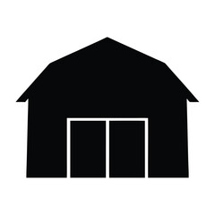 Stylized black and white illustration of a barn with double doors. © Zubaraj