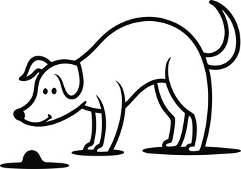 Energetic dog digging rendered in a single line art style perfect for playful pet designs animal themed art and minimalist sketch illustration collections